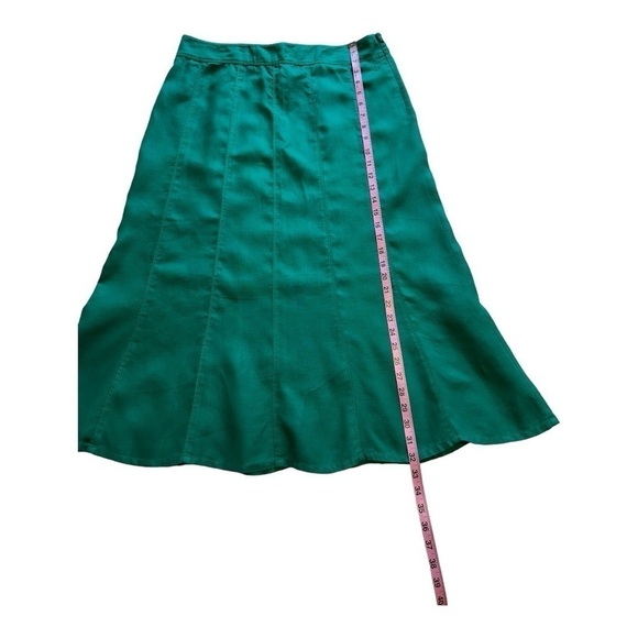 Olsen Green Linen Panelled A-Line Scalloped Hem Maxi Skirt - Size 14 - Picture 6 of 10